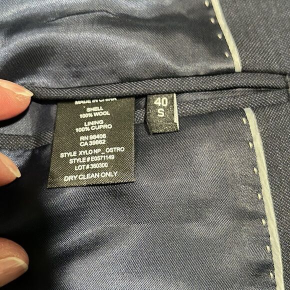 Theory Navy Wool Blend Two-Button Blazer Jacket Size 40R Men’s Suit Coat - Picture 13 of 15